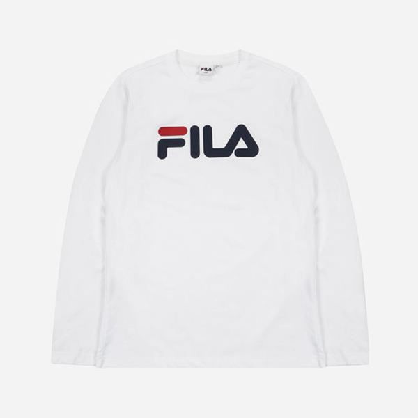 Camisetas Manga Corta Fila Mujer Blancas - Linear Logo L/S - España 352167GUJ